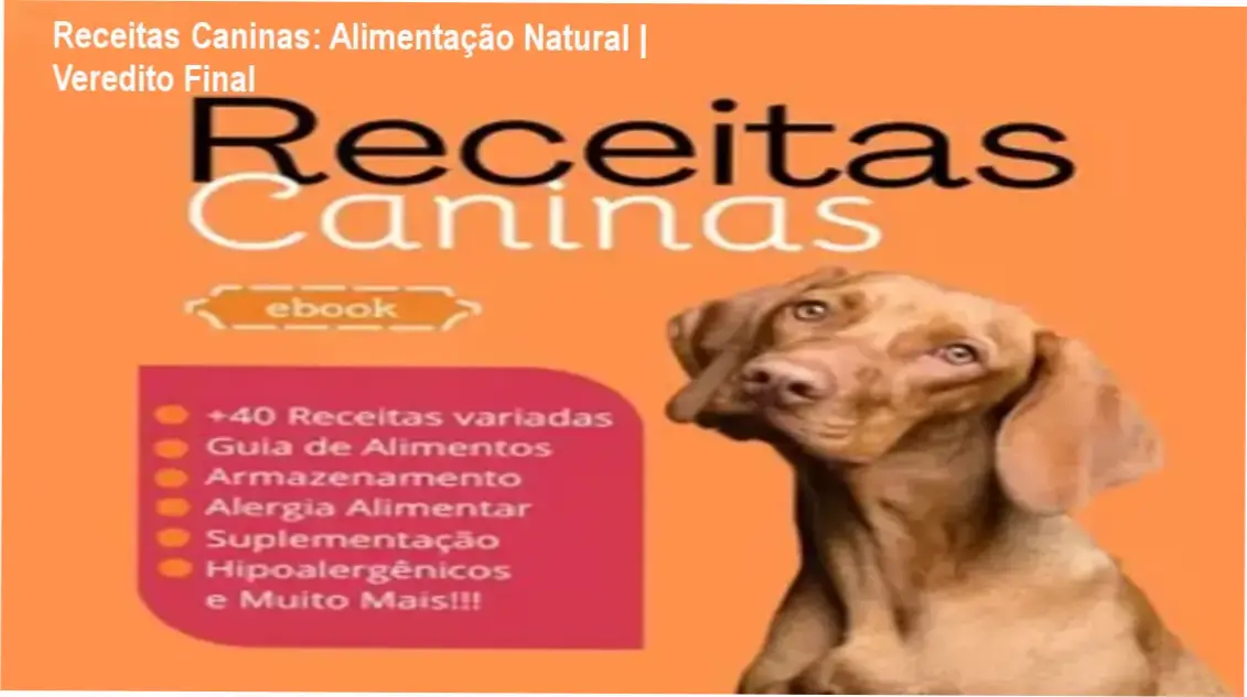 Capa do eBook Receitas Caninas apresentando guia de alimentação natural para cães saudáveis
