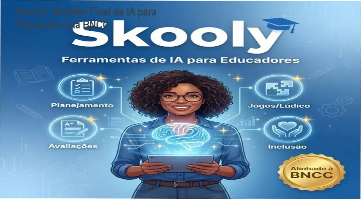 Interface da plataforma Skooly demonstrando a geração de planos de aula automatizados por IA
