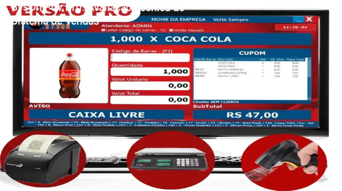 Interface do sistema de frente de caixa SysOn Pdv Pro otimizada para vendas rápidas