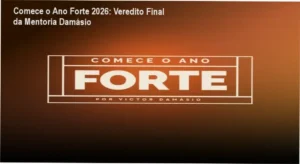 Interface da mentoria Comece o Ano Forte 2026 de Victor Damásio focada em estruturação de mentorias digitais