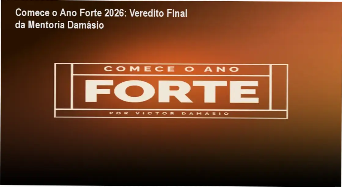 Interface da mentoria Comece o Ano Forte 2026 de Victor Damásio focada em estruturação de mentorias digitais