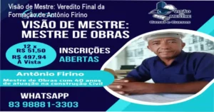 Profissional de construção civil aplicando a metodologia Visão de Mestre de Antônio Firino no canteiro de obras