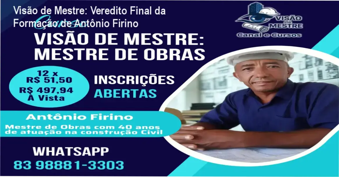 Profissional de construção civil aplicando a metodologia Visão de Mestre de Antônio Firino no canteiro de obras