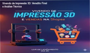 Impressora 3D produzindo peças para venda estratégica no marketplace da Shopee