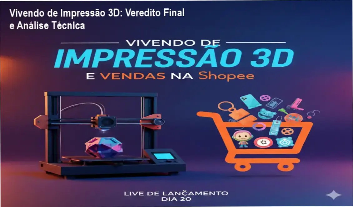 Impressora 3D produzindo peças para venda estratégica no marketplace da Shopee