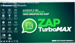 Interface do software ZAPTurboMAX demonstrando automação de mensagens e integração com IA para vendas