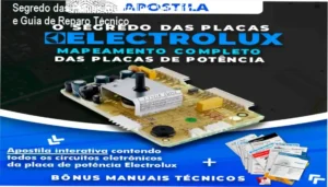 Técnico em eletrônica utilizando a Apostila Segredo das Placas Electrolux para reparar circuito de lavadora