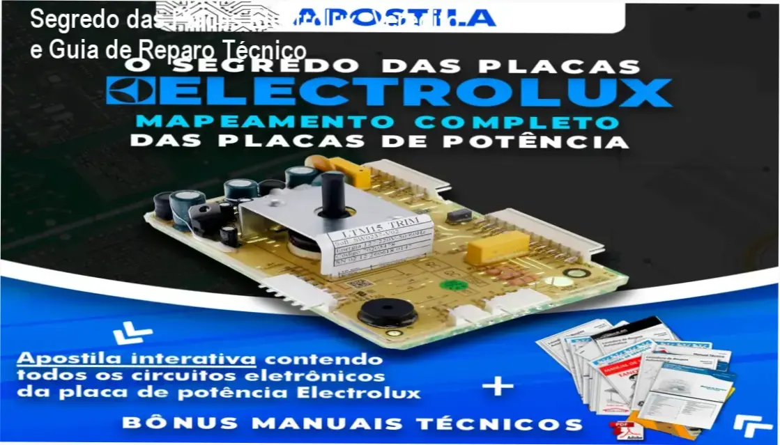 Técnico em eletrônica utilizando a Apostila Segredo das Placas Electrolux para reparar circuito de lavadora