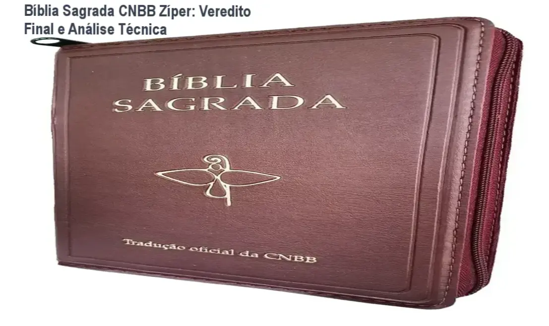 Bíblia Sagrada CNBB com fechamento em zíper e capa em couro sintético para estudo