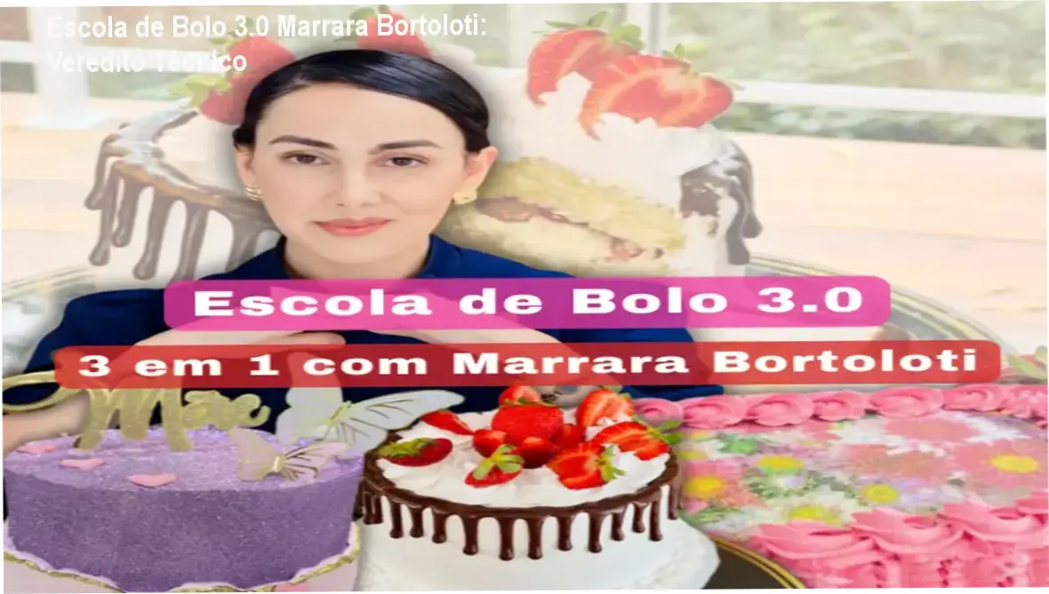 Interface e conteúdo do treinamento Escola de Bolo 3.0 de Marrara Bortoloti