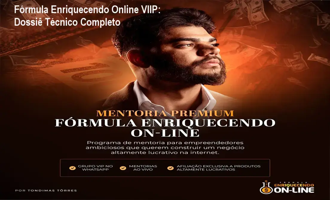 Interface do treinamento Fórmula Enriquecendo Online VIIP com foco em resultados de marketing digital