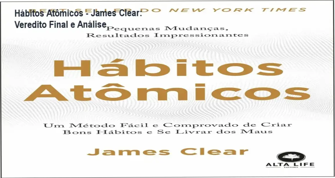 Capa do livro Hábitos Atômicos de James Clear focada em produtividade e mudança de comportamento