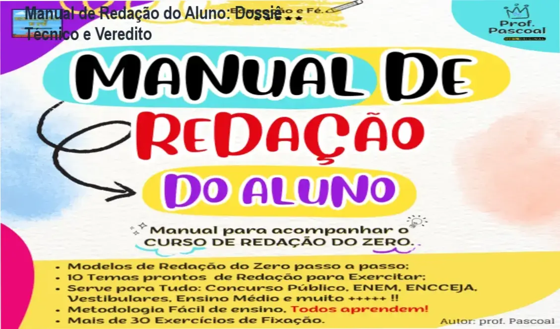 Manual de Redação do Aluno Prof. Pascoal visão interna do método passo a passo