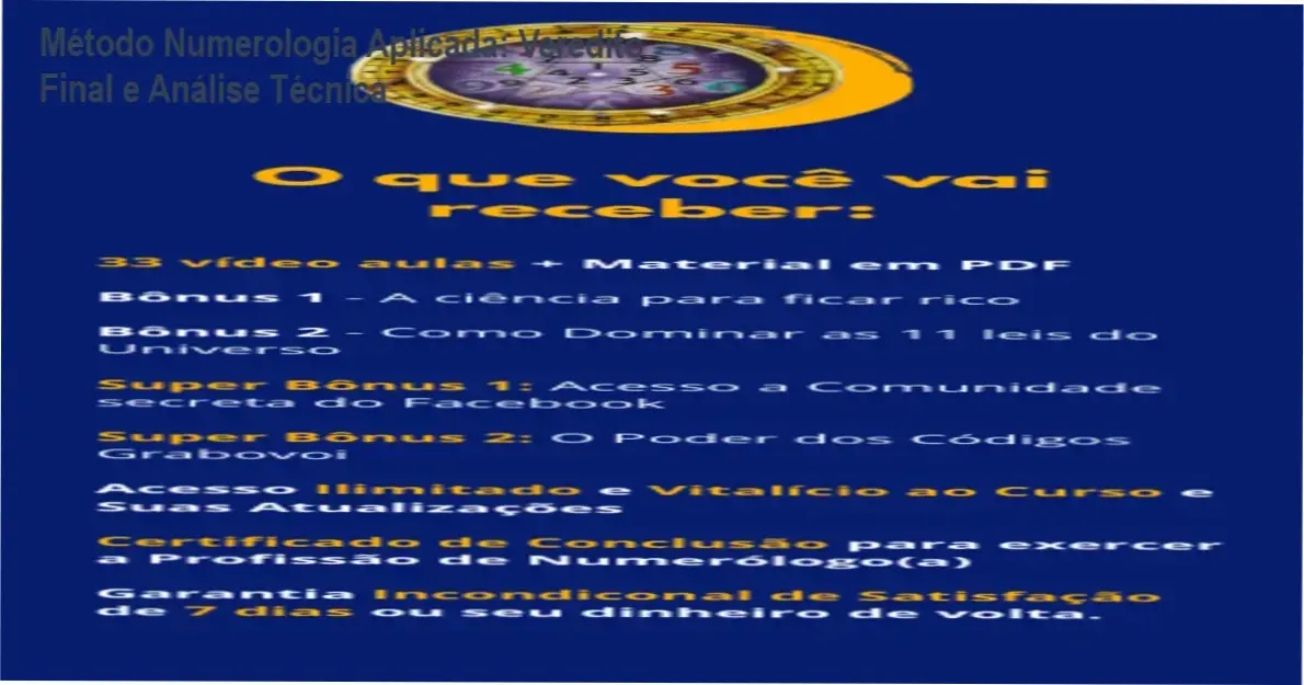 Material de estudo e certificado do Método Numerologia Aplicada de Rafà Almeida
