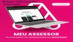 Interface do MeuAssessor demonstrando controle financeiro via WhatsApp com inteligência artificial