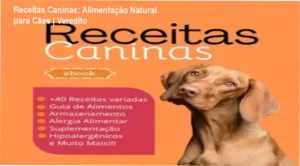 Cachorro saudável ao lado de tigela com alimentação natural caseira do ebook Receitas Caninas